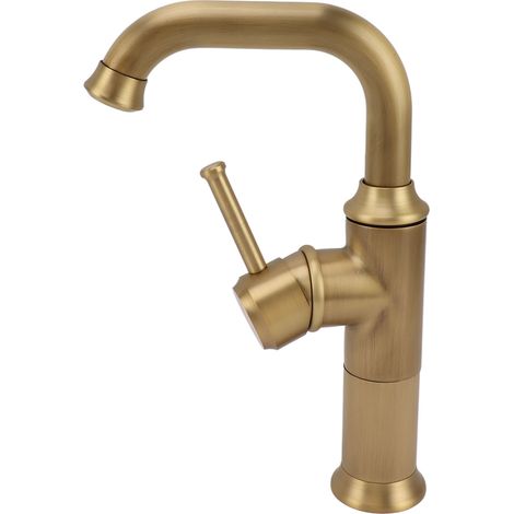 Retro-Waschtischarmatur mit Einhebelmischer, Kalt- und Warmwasseranschluss, geeignet für Bad und Küche, Gold (1/5)