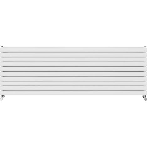Warmehaus Horizontal Radiator Oval Double Panel White 590x1800mm