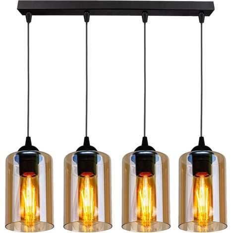 Lampadario Candellux Bistro 4xE27 nero ambra vetro (1/2)