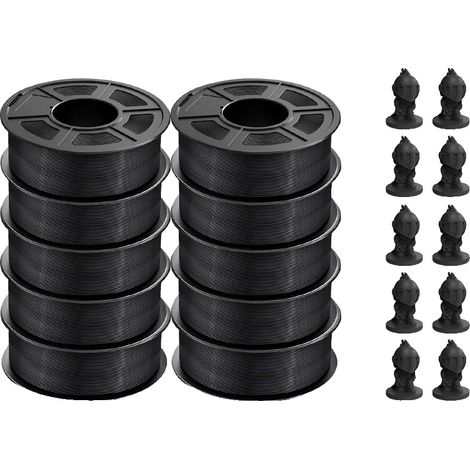 Filamento per stampante 3D, materiale PLA, diametro 1,75 mm, PLA nero, 11 kg (1/2)