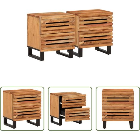 Akazienholz -  Nachttische 2 Stk. 40x34x46 cm Massivholz Akazie (1/5)