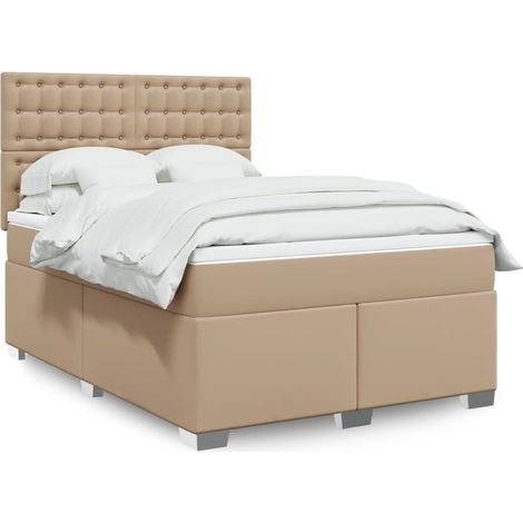 Boxspringbett Matratze Cappuccino-Braun 140x190cm Kunstleder (1/5)