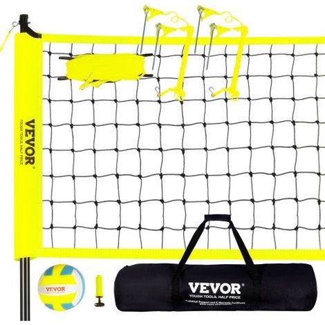 Filet de Volleyball en PE Poteau en Acier Hauteur Réglable Kit