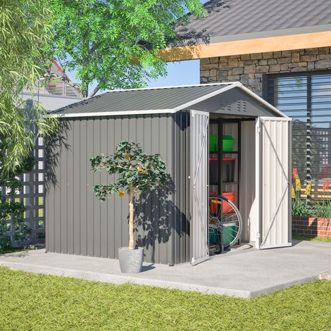 Casetta da Giardino 229.4x180x191 cm, Acciaio Zincato Grigio, Montaggio Incluso, Ampio Spazio (1/5)