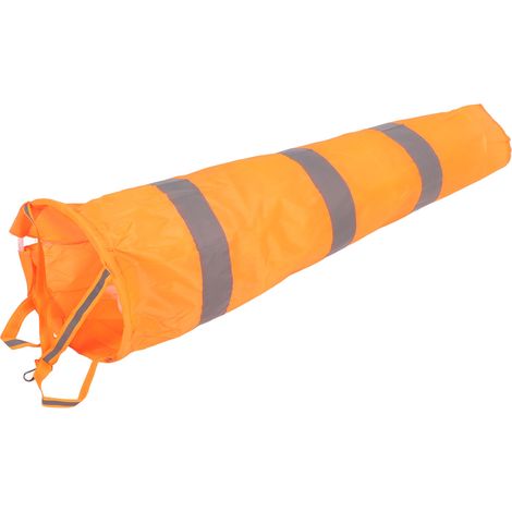 Manche à air réfléchissante orange en polyester de 80 cm, idéale pour mesurer la direction du vent en extérieur, notamment dans les aéroports. (1/5)