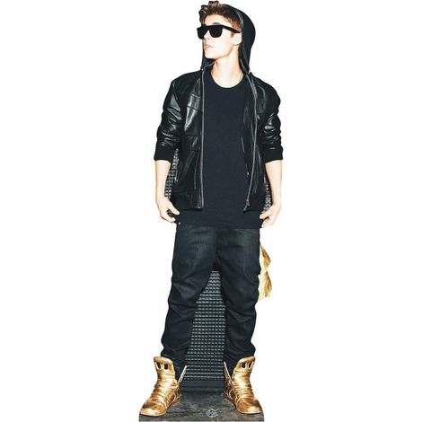 Figurine en carton Justin Bieber (Sweat à capuche et chaussures d'or) 178 cm (1/4)
