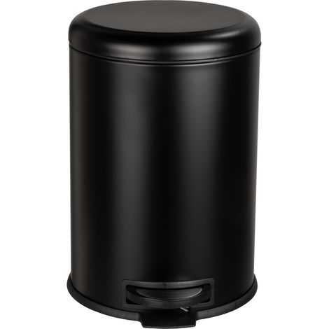WENKO Treteimer Leman Easy Close Schwarz 12 L, Kosmetikeimer, Mülleimer mit Absenkautomatik, Schwarz, Stahl schwarz, Polypropylen schwarz (1/3)