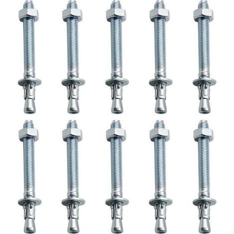 10 Pièces M10/ 10mm Chevilles pour Charges Lourdes Galvanisées, pour Balustrades, Murs-rideaux, Poutres, Billettes, Supports (1/4)