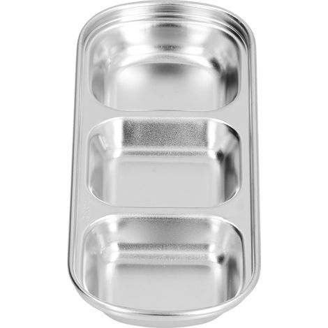 Gewürzschale aus Edelstahl, für eingedickte Hot-Pot-Soße, unterteiltes Fach, Snackschale für die Kantine, 3 Fächer (1/5)