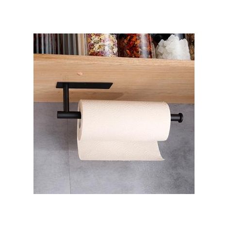 Porte-rouleau de papier essuie-tout en acier inoxydable, support mural autocollant, idéal pour le garde-manger, la cuisine et la salle de bain. (1/5)