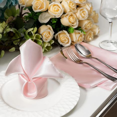 Set von 20 Satin-Tischservietten 43x43 cm, Farbe Blassrosa, luxuriöse Dekoration für Hochzeit und Hotel-lsw