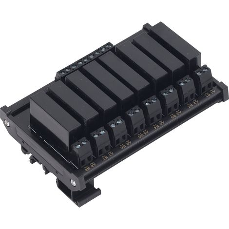 Module de relais statique 8 canaux, montage sur rail DIN, entrée 3-32 V CC, charge 5-8 A, 24-480 V CA. (1/5)