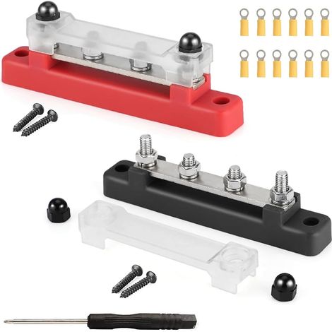 4 Stück Sammelschiene 12V-48V DC 150A Busbar Verteilerblock mit 4xM6 Bolzen Stromverteiler für Bus Boot RV 12V Verteiler