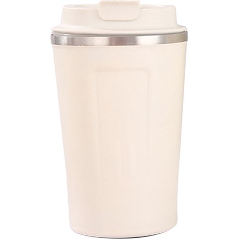 Gobelet isotherme 380ml blanc avec couvercle, doublure acier inoxydable 304, verrouillage sécurité, grande capacité, portable pour bureau. (1/5)