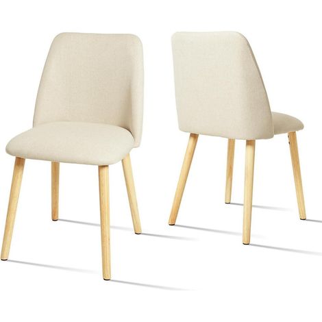 Esszimmerstühle 2er Set Creme mit Holzbeinen, Polsterstuhl für Küche & Büro (1/5)