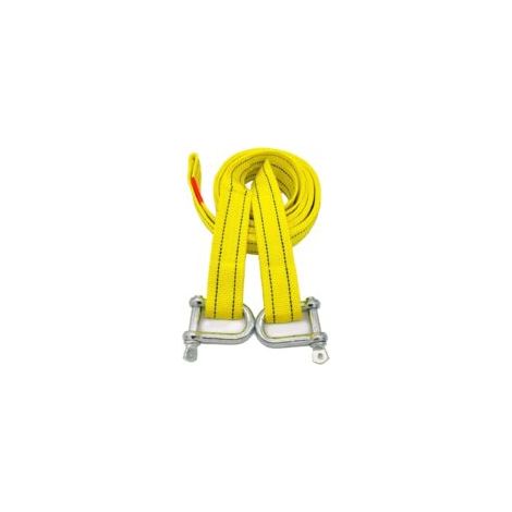 Cinghia di traino per carichi pesanti con due ganci di sicurezza ad anello a D per verricello, capacità di 3 tonnellate e lunghezza di 4 m.
