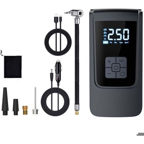 Compresseur d'air portable, mini pompe à air électrique 4000 mAh, pompe à vélo électrique avec écran LCD numérique, 4 mode (1/5)