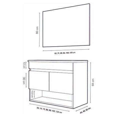 Conjunto con mueble de baño estilo nordico NEBARI 3 piezas 70x45 CM Blanco Brillo
