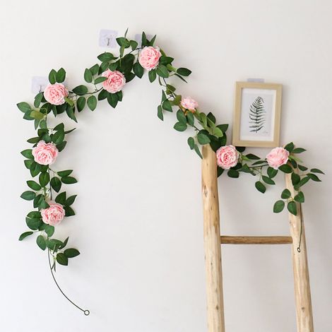 Guirlande De Fleurs Artificielles - Roses Et Gypsophile - 200 Cm - Pour Décoration Mariage Fête Maison - 1 Pièce (1/5)