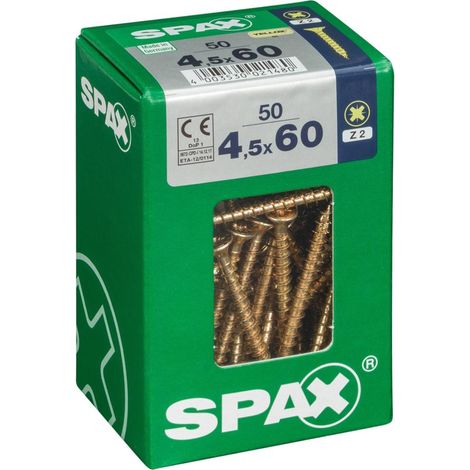 Scatola da 50 unità di viti per legno a testa piatta in Yellox 4,5x60mm Spax (1/5)