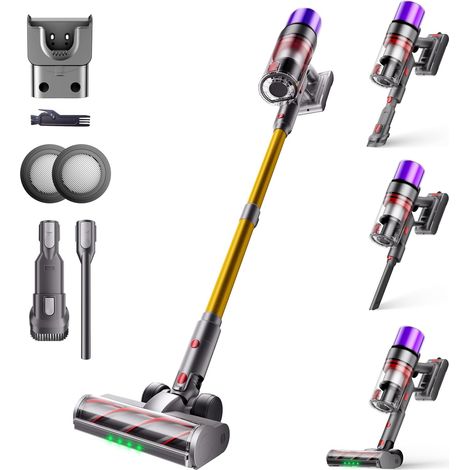 X7 Aspirateur sans Fil avec Station Murale, 55 kPa, 600 W, 80 Min Aspirateur Balai Avec Mode AUTO, Écran LED, Brosse Anti-Emmêlement Et Lumière Verte Pour Tapis, Sols Durs Et Poils D’Animaux (1/5)