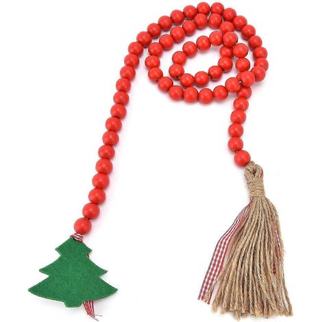 Guirlande de perles en bois, pompon pour sapin de Noël, décorations en perles de bois pour la maison et les fêtes