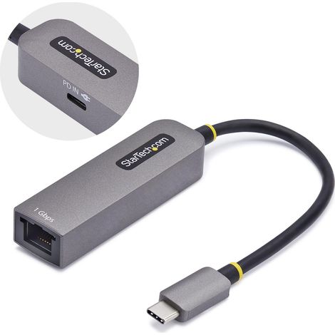 StarTech.com Adattatore Ethernet USB C, Convertitore di Rete 1Gbps da USB Type-C 3.0 a RJ45, NIC PD 100W Pass-Through compatibile Thunderbolt, Win e Mac (1/4)