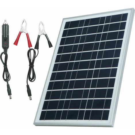 VURAHOME - Kit de panneau solaire polycristallin haute efficacité 60 W DC5/18 V IP65 étanche avec 1 câble de sortie pince crocodile DC/1 chargeur de voiture modèle portable plus cadre (1/5)