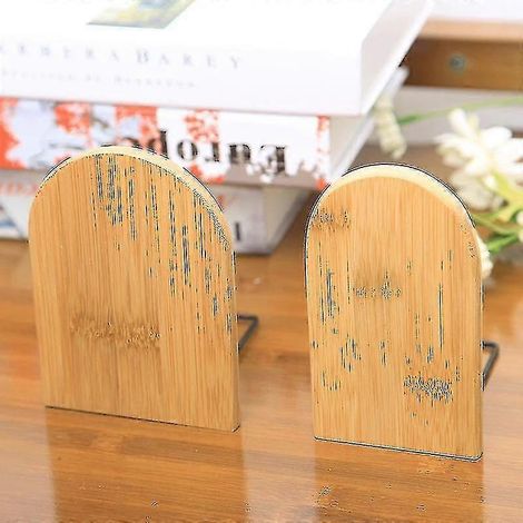 1 paire de supports de livres en bambou, supports de livres créatifs en bois pour étudiants, étagère de rangement à compartiments, mignons (1/5)