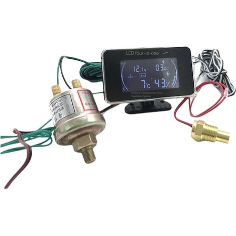 Monitor multifunctional auto 12v/24v, cu manometru de presiune ulei, voltmetru, termometru apa, indicator nivel ulei, display usor de citit