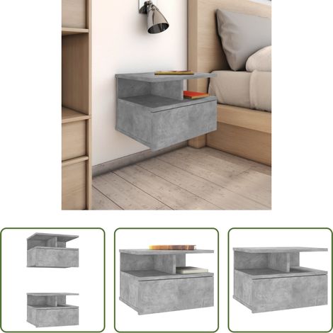 Rangement chambre - Tables de chevet flottantes 2 pcs Gris béton Bois d'ingénierie (1/5)