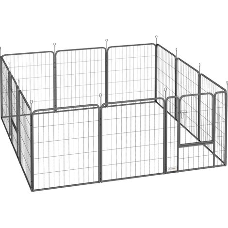 Enclos pour chien modulaire et pliable en acier, composé de 12 pièces et muni d'une porte, 68 x 80 cm, noir. (1/5)