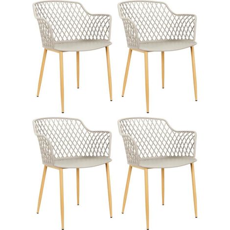 Lot de 4 Fauteuils Design "Malaga" 80cm Taupe (1/5)