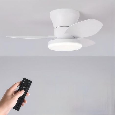 Fan, ventilateur silencieux 65 cm / 25,5" avec télécommande, 3 modes d'éclairage LED, 6 vitesses (blanc) (1/5)