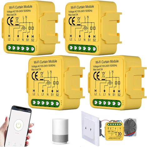 4 Interrupteurs WiFi pour Volet Roulant - 2.4GHz - Compatible Tuya/Google Home (1/5)