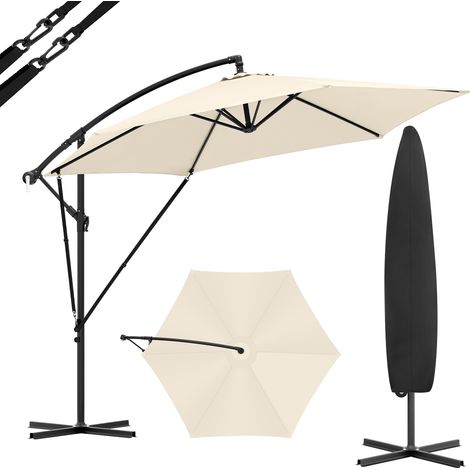 Woltu – Parasol déporté Ø 310cm – Mât latéral avec manivelle – Toile anti UV beige – Structure solide avec 6 baleines en métal