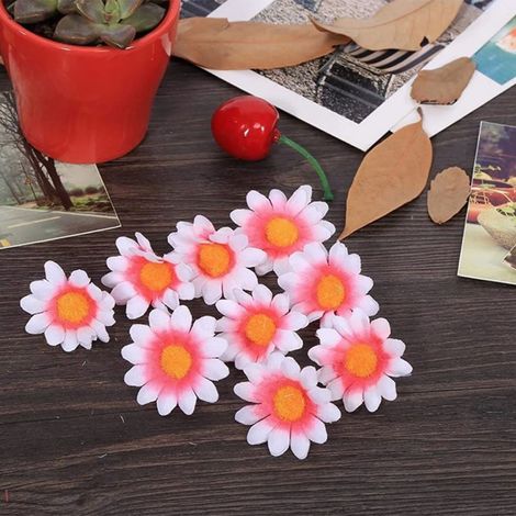 Matériaux pour réaliser soi-même une couronne de fleurs composée de 100 marguerites et tournesols, décorations faites main, têtes de fleurs, fleurs en soie, fleurs artificielles, accessoires, rose et  (1/5)