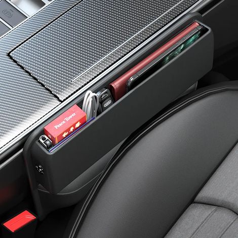 Organisateur de rangement universel pour sièges auto, combleur d'espace entre les sièges, compatible avec BMW E90 E92 F30 F36 G20 G30 F10 X1X2X3X4X5X6 iX3 M2 M3 M4 M5 M6 (1/4)