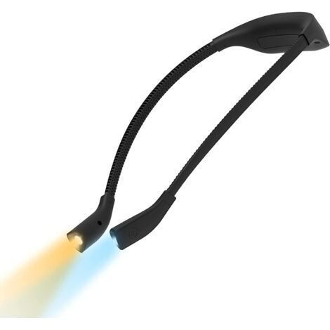 FENOPLASTICALampe de lecture USB rechargeable, lampe de lecture 1000mAh pour la lecture au lit, lampes de cou mains libres, 3 couleurs, luminosité réglable, lecture, tricot, camping, course de nuit (1/5)