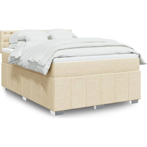Boxspringbett mit Matratze Creme 140x200 cm Stoff