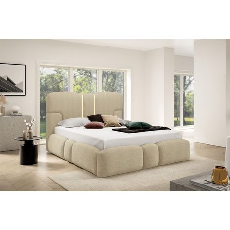 Polsterbett Schlafzimmerbett JORDAN 120x200cm Komplettset in Stoff Doha Beige