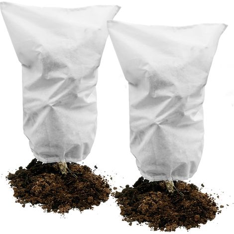 2pcs Housse de Protection pour Plantes, 50g/m² 60cm x 80cm Housse Hivernage Plante for Protection antigel Perméable, Coupe-Vent, Froid, Chaud et Anti-Insectes - Blanc