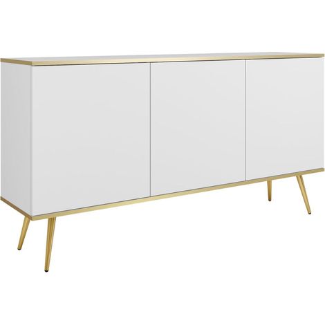 Cassettiera, Bianco, gambe dorate, 160 x 85 x 39 cm (1/4)