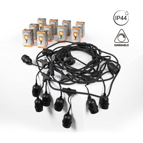 Kit guirlande lumineuse extérieure 11,5m + 10 ampoules LED - Blanc Froid