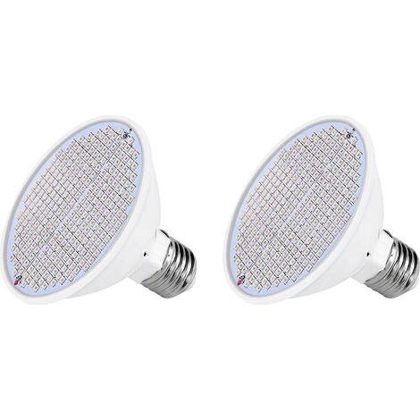 2 lampes de croissance LED E27 à 300 LED à spectre complet pour semis et floraison. (1/5)