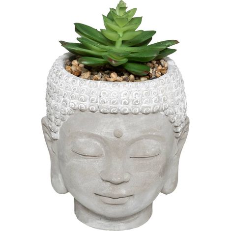 Pianta artificiale buddha in vaso di cemento h13,5cm - Atmosphera créateur d'intérieur (1/5)