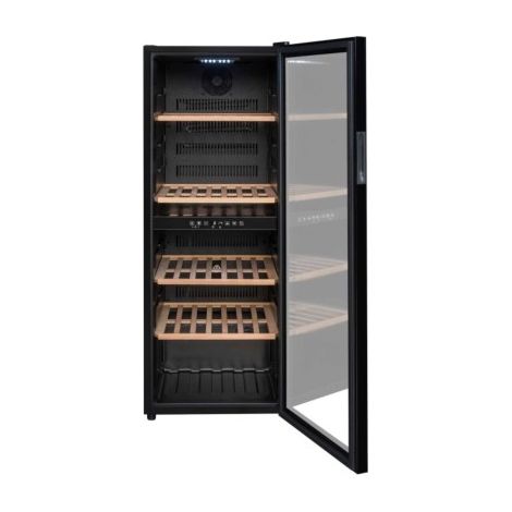 Cave à vin de service 91 bouteilles – Porte vitrée réversible – Classe G – Dimensions 48 x 57,5 x 128,5 cm – Noir – La Sommeliere (1/10)