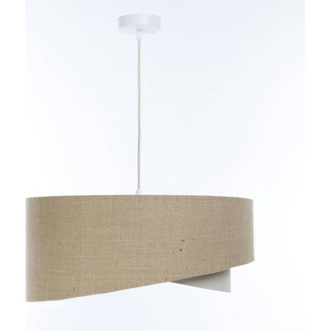 Hängelampe Stoff D: 45 cm rund H: max. 91 cm Weiß Natur Creme E27 Modern