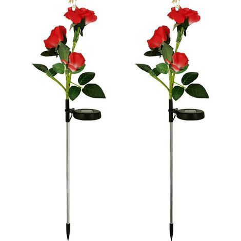 2 Lampes solaires, Piquet jardin, LED multicolore, Panneau monocristallin, Étanche IP65, Extérieur (1/5)