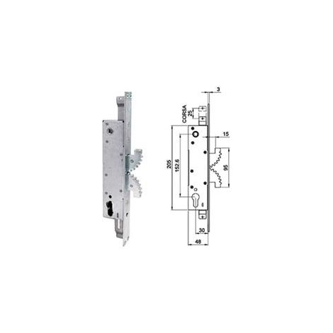 SERRATURA INF. TRIPL. BURKERLOCKS MONTANTI DOPPIO GANCIO C/QUAD. 4001 mm.30 CIPIERRE